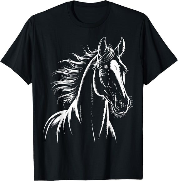 Horse Rider Equestrian Stable Owner Horse Silhouette Graphic Riding T-Shirt - Black