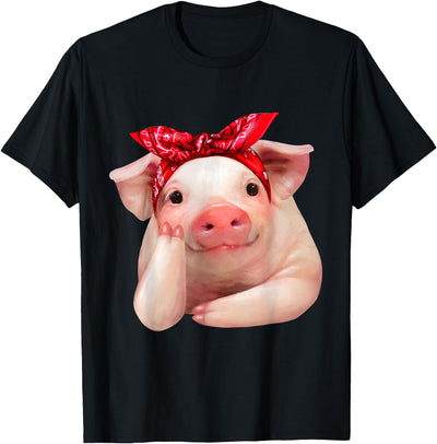 Red Bandanna Pig Funny I Love Piggy T-Shirt