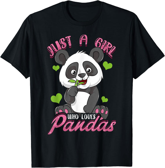 Panda Shirt & Tees Just A Girl Who Loves Pandas Shirt for Girls T-Shirt - Black