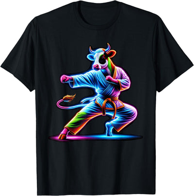 Cow Karate Kick Punch Cute Funny Cool Martial Arts Cow T-Shirt