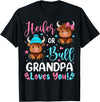 Reveal Party Highland Cow Bull or Heifer Grandpa Loves You Highland Cow Lover T-Shirt - Black