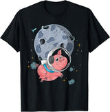 Pig Astronaut Space Travel Animal Gift Cute Farm Animal Moon Landing Outer Space Astronaut Pig T-Shirt - Black