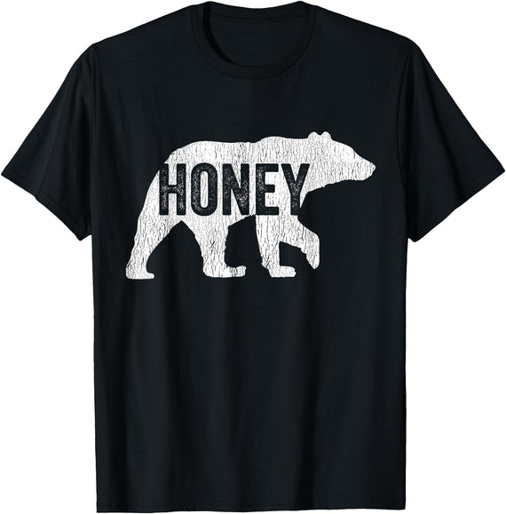 Matching Family Bear by Foxio Honey Bear Matching Family Camping Bear Funny Honey T-Shirt - Black