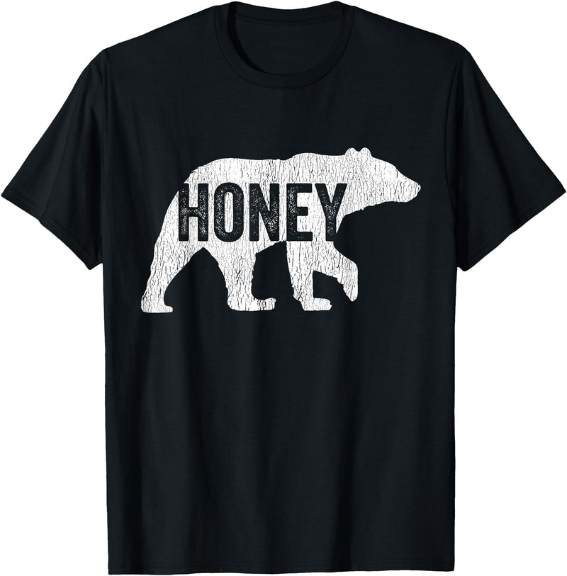 Matching Family Bear by Foxio Honey Bear Matching Family Camping Bear Funny Honey T-Shirt - Black