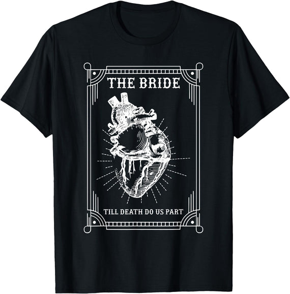 Bride Groom Wedding Bachelorette Halloween Gothic Halloween Bride Groom Wedding Bachelorette Party T-Shirt - Black