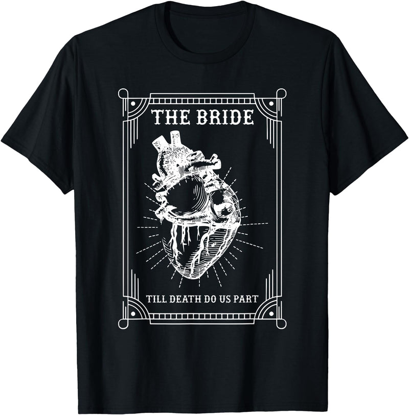 Bride Groom Wedding Bachelorette Halloween Gothic Halloween Bride Groom Wedding Bachelorette Party T-Shirt - Black