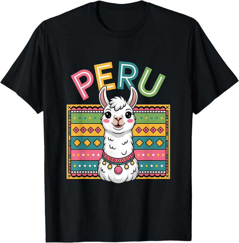 Peru Flag Peruvian Roots Peru Llama Peruvian Roots Peru Heritage T-Shirt - Black