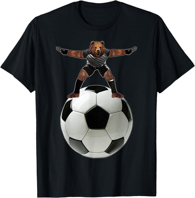 Bear Goalie On Soccer Ball - by Behrbones T-Shirt