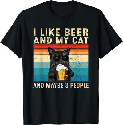 Cat Lover Gift Ideas I Like Beer My Cat and Maybe 3 People Funny Cat Lovers T-Shirt