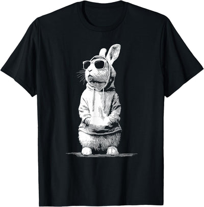 Sketch Bunny in Hoodie and Sunglasses T-Shirt