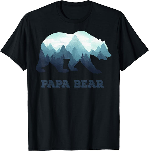 Dramabite Papa Bear Wildlife Father's Day Gift for Dad, Daddy or Dada T-Shirt - Black