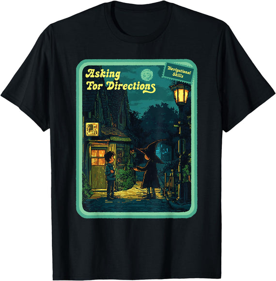 Halloween Vintage Horror outfits Vintage Horror Halloween Retro Spooky Witch Navigation T-Shirt - Black