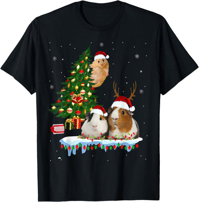 Christmas Guinea Pig Pajama xmas santa hat tree kids girls T-Shirt
