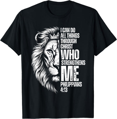 Christian Verse Lion Philippians 4:13 I Can Do All Things T-Shirt