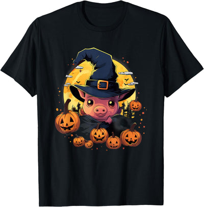 Spooky Pig Witch Halloween T-Shirt