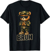 Camo Teddy Bear Hip Hop Streetwear Men's Designs Camo Hip Hop Teddy Bear Bruh Mens Boys Stylish Streetwear T-Shirt - As Pictured