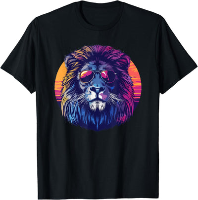 Lion with sunglasses retro sun T-Shirt