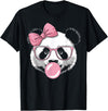 Panda Bear Bubblegum Panda Bear Wearing Glasses and Blowing Pink Bubble Gum T-Shirt - Black