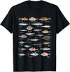 Botanical Chart Apparel Co. Vintage Fish Identification Chart Fishing T-Shirt Small - Black