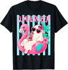 Funny Summerween Ghost Summer Halloween Vacation Summerween Funny Ghost Halloween Summer Floating in Flamingo T-Shirt - Black