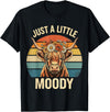 Just A Little Moody Funny Cow Tee Highland Cow Vintage Flower Funny Farm Farmer T-Shirt - Black