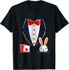 Magician Tuxedo with Cards and Rabbit T-Shirt in Black