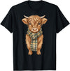 Farmer Cute Women Highland Cow Shirts Cozy Fall Autumn Highland Cow T-Shirt - Black