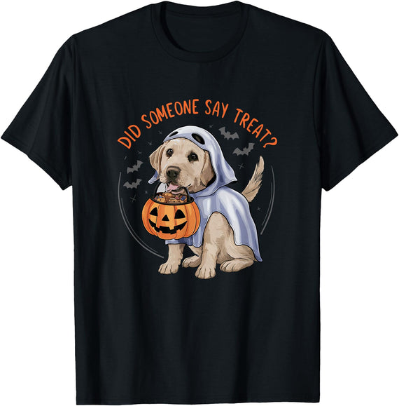 Cute Halloween Labrador Puppy Ghost Labrador Puppy Treats Halloween Labrador Dog T-Shirt - Black