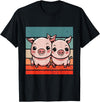 Cute Sibling Baby Little Pink Pig Sister Animal Pig Lovers T-Shirt - Black