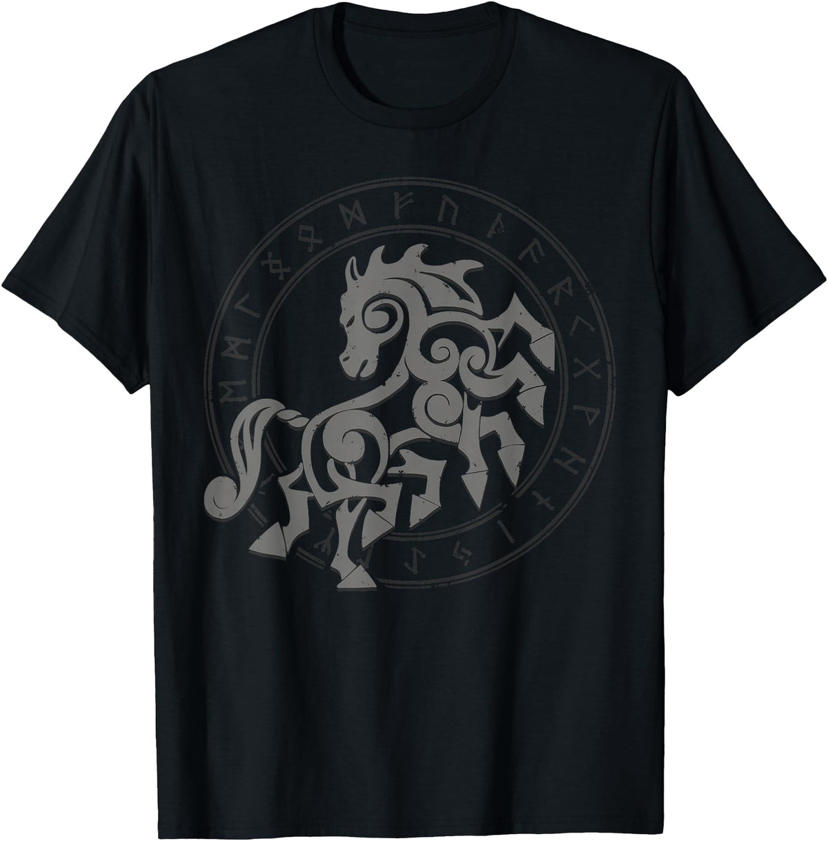 Norse mythology designs Norse Horse Sleipnir T-Shirt - Black