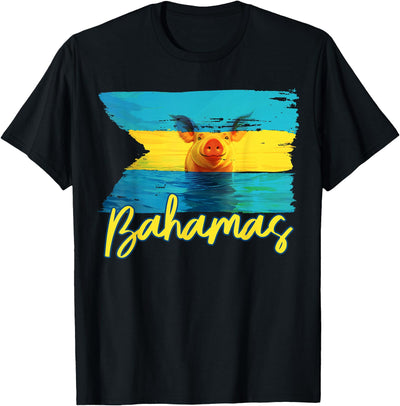 Bahamas Swimming Pig Flag Beach Caribbean Summer Vacation T-Shirt
