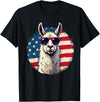 Funny Llama Alpaca Animal Lover Gifts Clothing Llama Alpaca American Flag USA Patriotic T-Shirt - Black