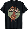 Vintage Retro Rock and Roll graphic design Apparel ' Bear Mid-Riff ' funny novelty pun on bare midriff vintage T-Shirt - Black