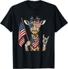Giraffe Lovers Men Women Patriotic Giraffe Sunglasses 4th of July American Flag USA T-Shirt - Black