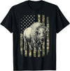 Usa Patriot American Bison Western Bufallo Bison USA Flag American Buffalo 4th of July T-Shirt - Black