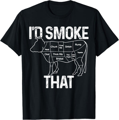 Chef Butcher Cook Bbq I'd Smoke That Cow Beef Funny T-Shirt