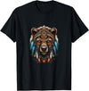 Native American Day American Indian Pride Bear Native American Indian Headdress Feather Tribal Bears T-Shirt - Black