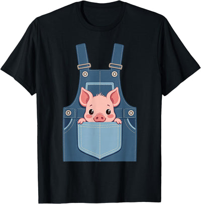 Pig Costume - Funny Farmer, Pocket, Farm, Women, Men, Kids T-Shirt