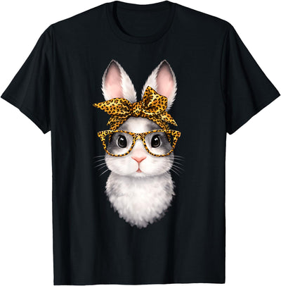Rabbit in Leopard Bandana and Glasses T-Shirt