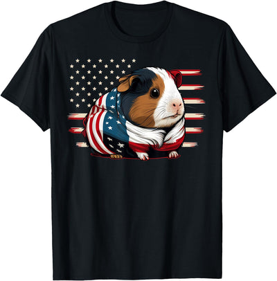 USA 4th Of July Guinea Pig on Patriotic American Women Kids Men T-Shirt