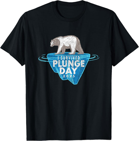 Take The Plunge Designs Polar Bear Plunge Event - Retro I Survived Plunge Day 2025 T-Shirt - Black