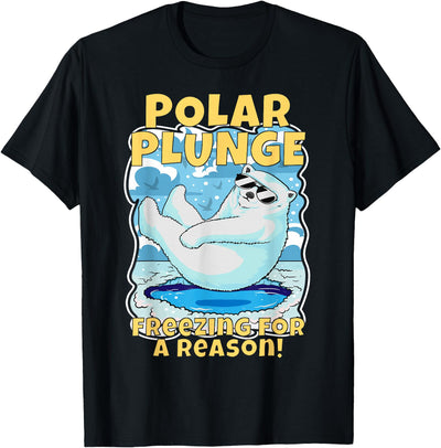 Ice Cold New Years Arctic Iceberg Freeze Swim Team Polar Plunge Freezing For A Reason! Cool Polar Bear Swimming T-Shirt
