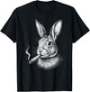 Smoking Rabbit Cigarette Bunny Funny Meme Stupid Brainrot T-Shirt in Black