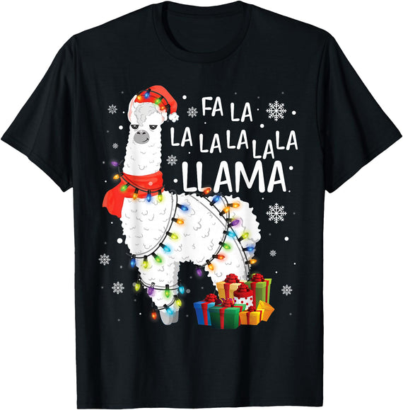 Funny Fa La La Llama Christmas Shirt FA La La Llama Christmas Funny Lllama Lover Xmas Pajamas T-Shirt - Black