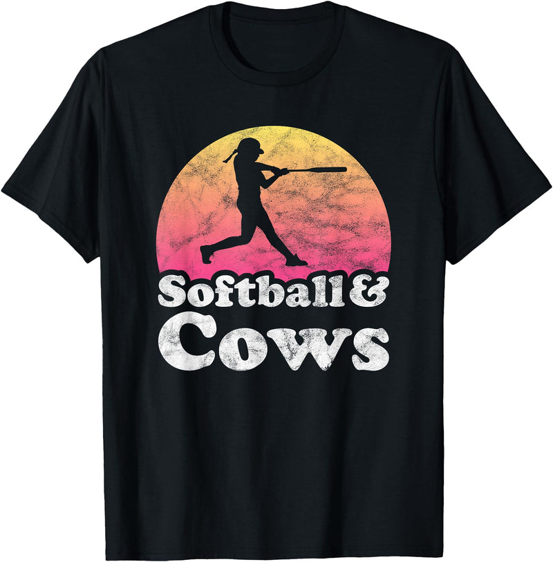 Softball and Cows Apparel Co Softball and Cows Women or Girls Cow T-Shirt - Black