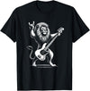 Funny Guitar Lion Lovers Costume for Guitarist Rock n Roll Lion Playing Guitar Funny Men Women Lion T-Shirt - Black