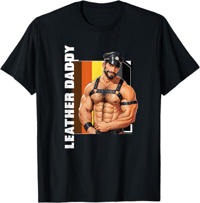 Retro Gay Daddy Leather Gay Biker - Bear Bearded Gay Pride T-Shirt
