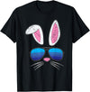 Easter Bunny Sunglasses Cute Rabbit Face Spring T-Shirt in Black