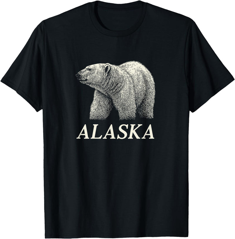 Alaska Souvenirs Shop Alaska Polar Bear Graphic T-Shirt - Black