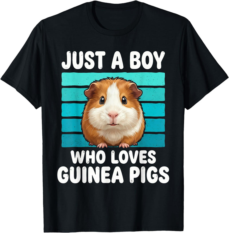 Cute Guinea Pig Stuff Accessories & Gifts Just a Boy Who Loves Guinea Pig Funny Guinea Pig Kids Boys T-Shirt - Black